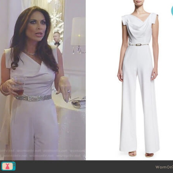 Jackie O Cap-Sleeve Belted Wide-Leg Dress Jumpsuit Sz 6 - Picture 3 of 9